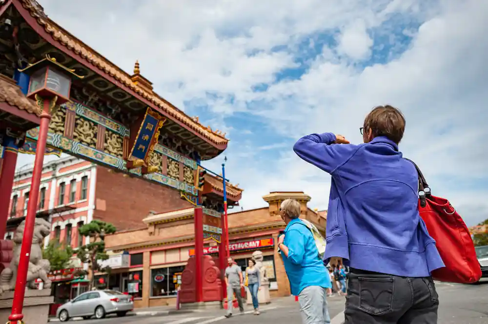 The gate at the entrance to Victoria's Chinatown