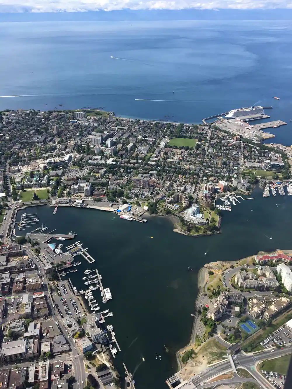 Victoria from the air, harbour, marina and the streets around it